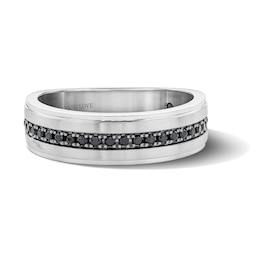 Vera Wang Men’s 0.29 CT. T.W. Black Diamond Wedding Band in 14K White Gold