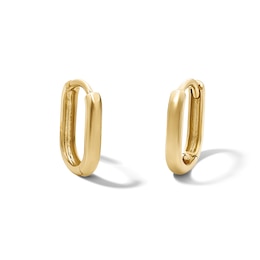 Rectangle Huggie Hoop Earrings in Solid 10K Gold