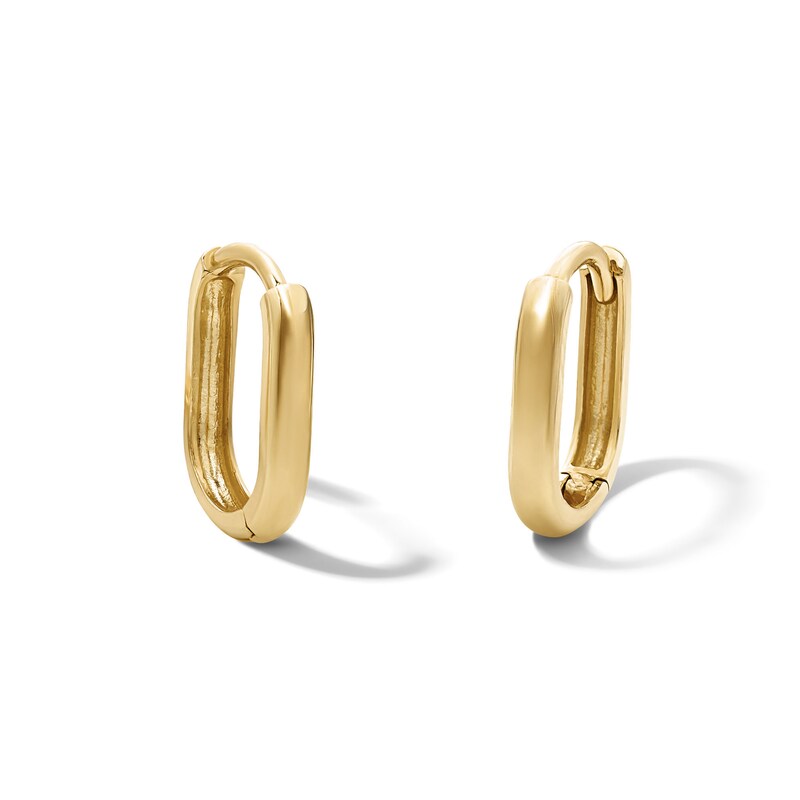 Rectangle Huggie Hoop Earrings in Solid 10K Gold
