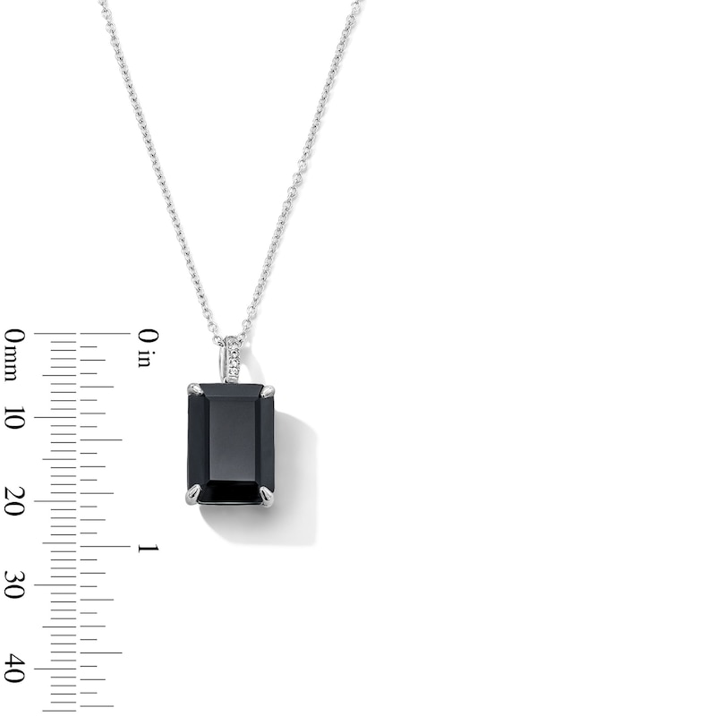Main Image 3 of EFFY™ Collection Emerald-Cut Black Onyx and White Sapphire Pendant in Sterling Silver