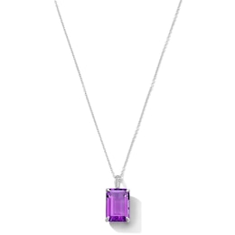 EFFY™ Collection Emerald-Cut Amethyst and White Sapphire Pendant in Sterling Silver