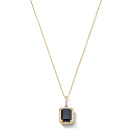 EFFY™ Collection Emerald-Cut Black Onyx and 0.08 CT. T.W. Diamond Accent Pendant in 14K Gold