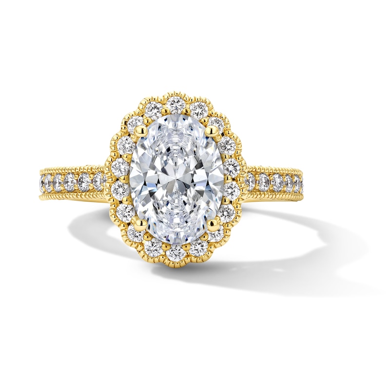 Neil Lane Artistry 2.80 CT. T.W. Oval Certified Lab-Grown Diamond Scalloped Frame Engagement Ring in 14K Gold (F/VS2)