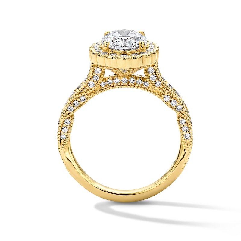 Neil Lane Artistry 2.80 CT. T.W. Oval Certified Lab-Grown Diamond Scalloped Frame Engagement Ring in 14K Gold (F/VS2)