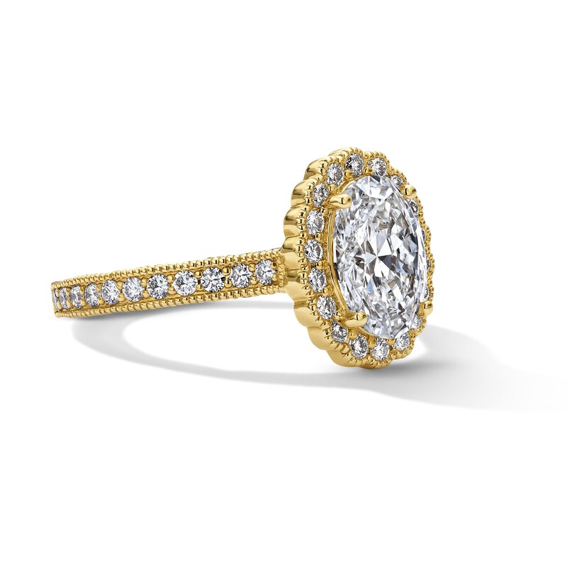 Neil Lane Artistry 2.80 CT. T.W. Oval Certified Lab-Grown Diamond Scalloped Frame Engagement Ring in 14K Gold (F/VS2)