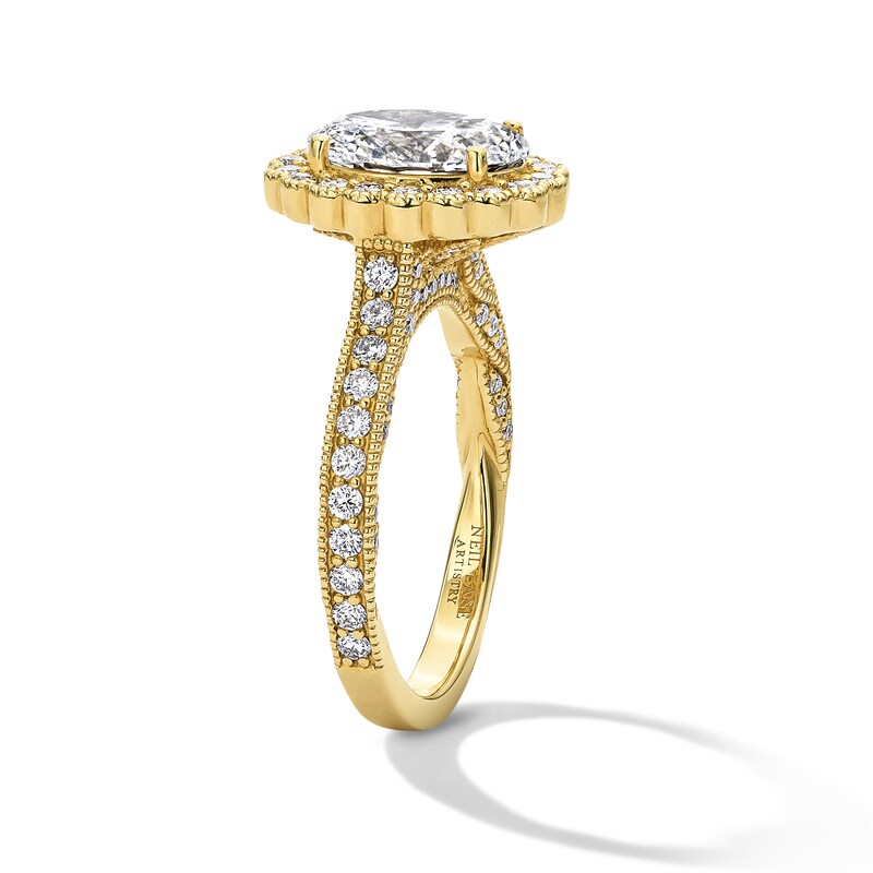 Neil Lane Artistry 2.80 CT. T.W. Oval Certified Lab-Grown Diamond Scalloped Frame Engagement Ring in 14K Gold (F/VS2)