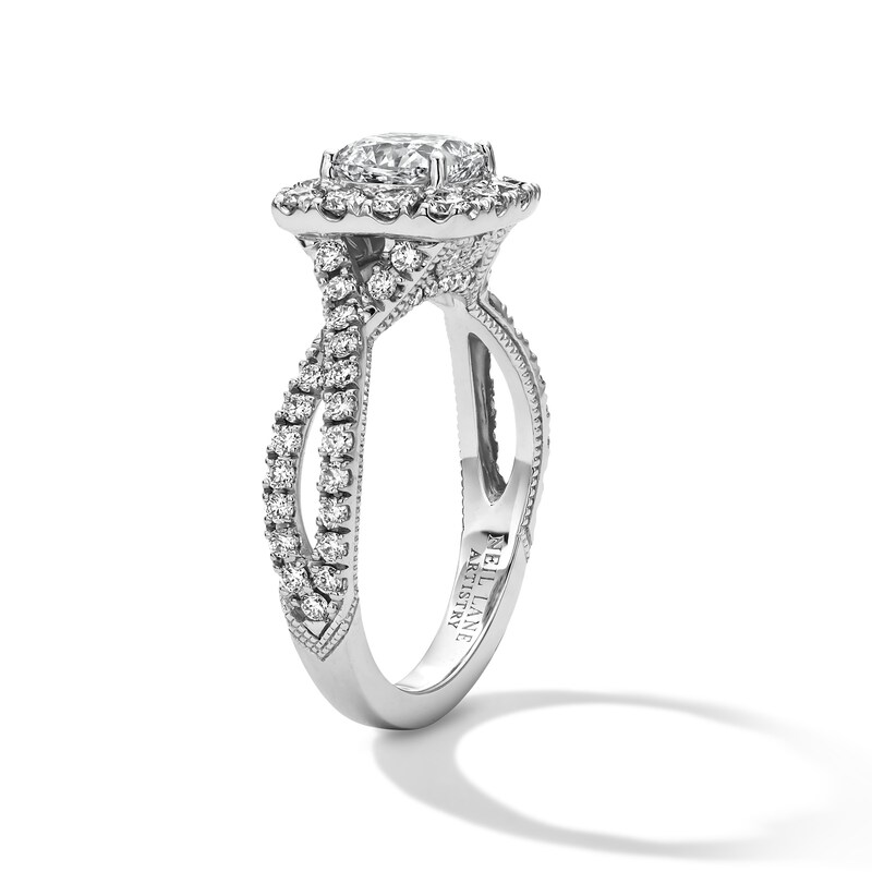 Neil Lane Artistry 1.80 CT. T.W. Cushion Certified Lab-Grown Diamond Engagement Ring in 14K White Gold (F/VS2)