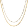 Thumbnail Image 1 of Herringbone and Paper Clip Chain Layered Necklace in Sterling Silver with 18K Gold Vermeil