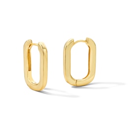 22.0mm Squared Oval Tube Hoop Earrings in Solid Sterling Silver with 18K Gold Plate