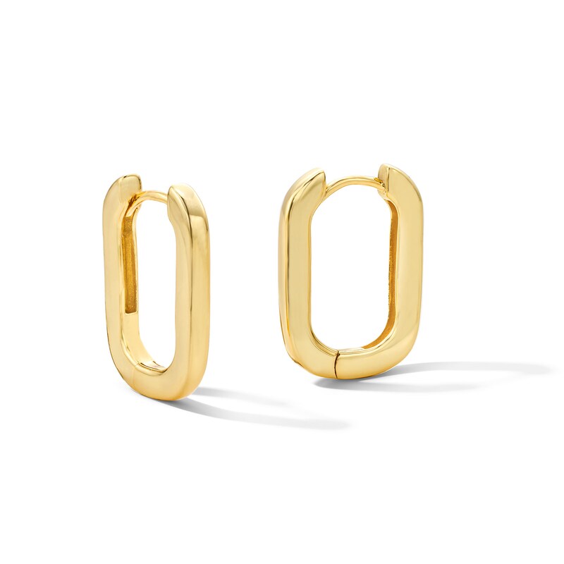 Main Image 1 of 22.0mm Squared Oval Tube Hoop Earrings in Solid Sterling Silver with 18K Gold Plate