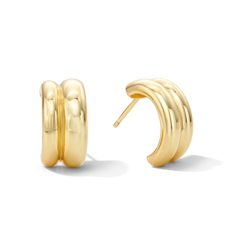 Double Half-Hoop Earrings in Sterling Silver with 18K Gold Plate