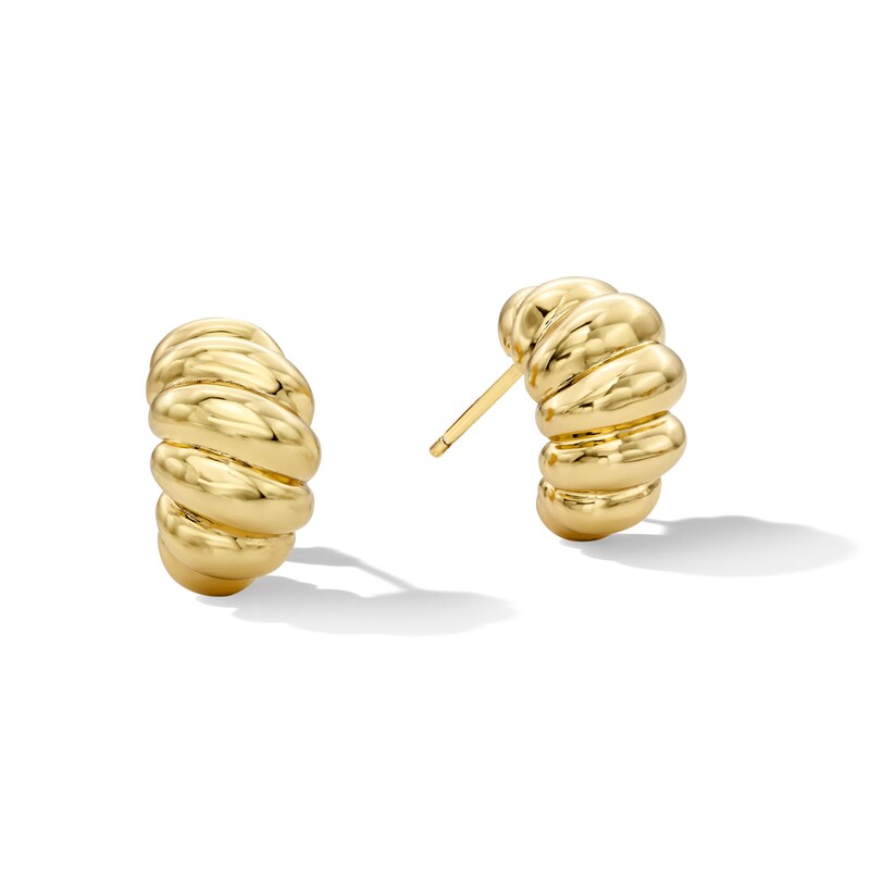 Puffed Graduated Drop Earrings in Sterling Silver with 18K Gold Plate
