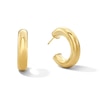 Thumbnail Image 1 of 21.0mm J-Hoop Tube Earrings in Hollow Sterling Silver with 18K Gold Plate