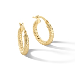 15.5mm Twist Hoop Earrings in Hollow 10K Gold