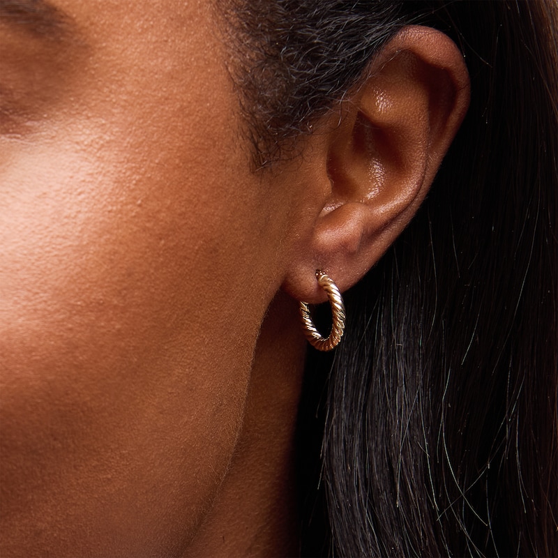 15.5mm Twist Hoop Earrings in Hollow 10K Gold
