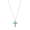 Thumbnail Image 1 of Lab- Created Emerald Cross Pendant in Sterling Silver