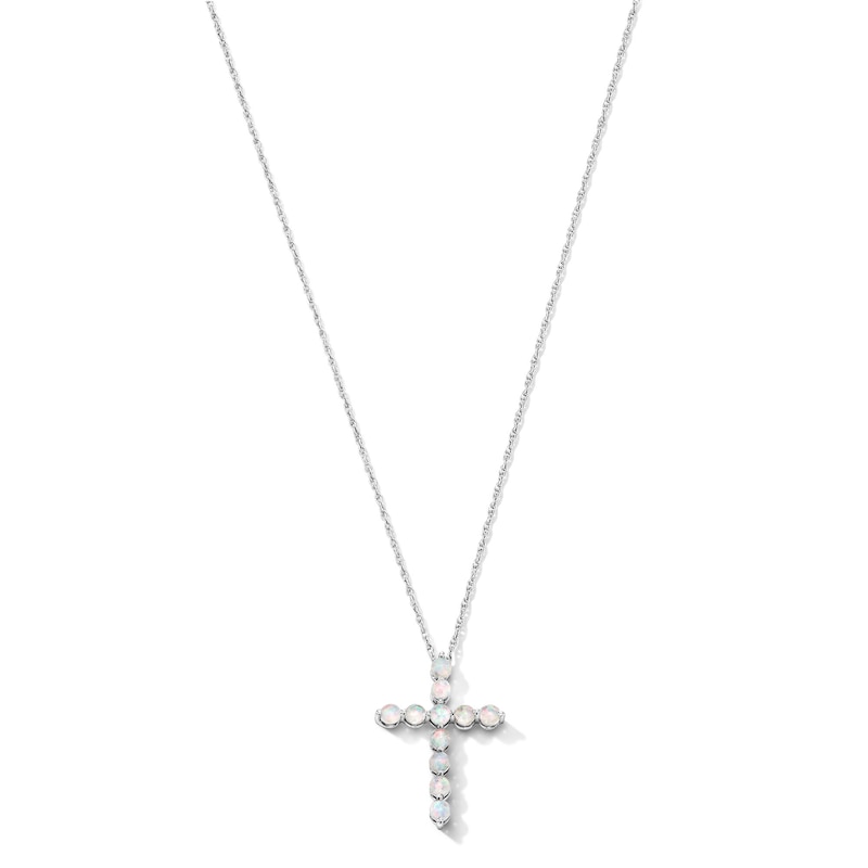 Lab-Created Opal Cross Pendant in Sterling Silver