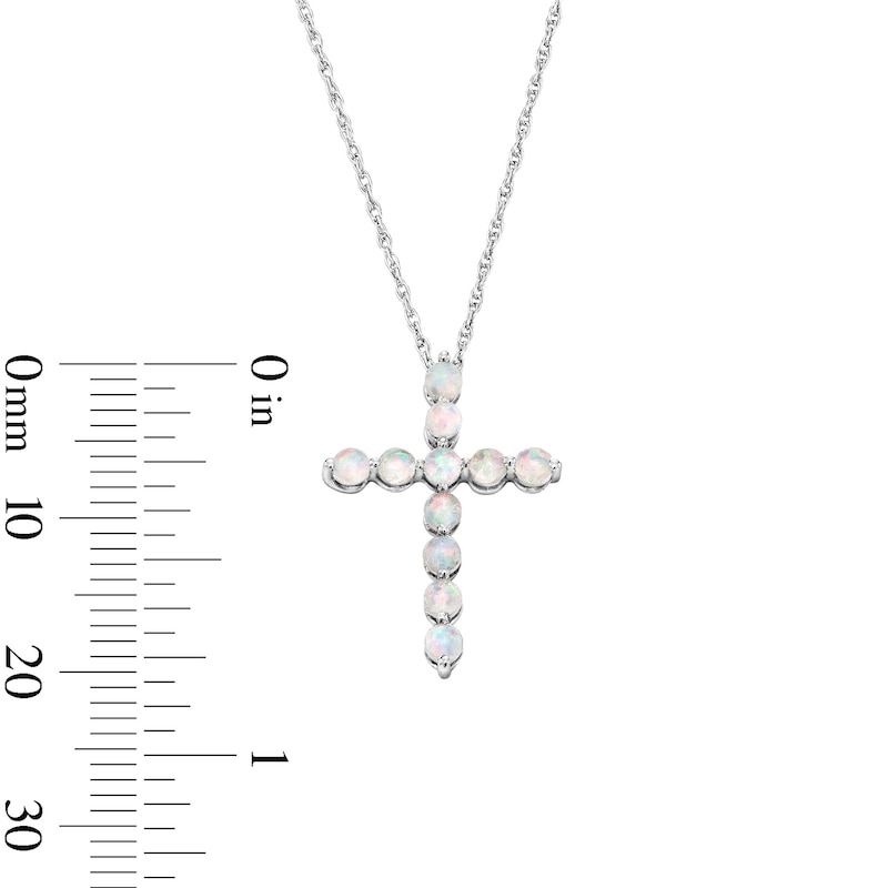 Lab-Created Opal Cross Pendant in Sterling Silver