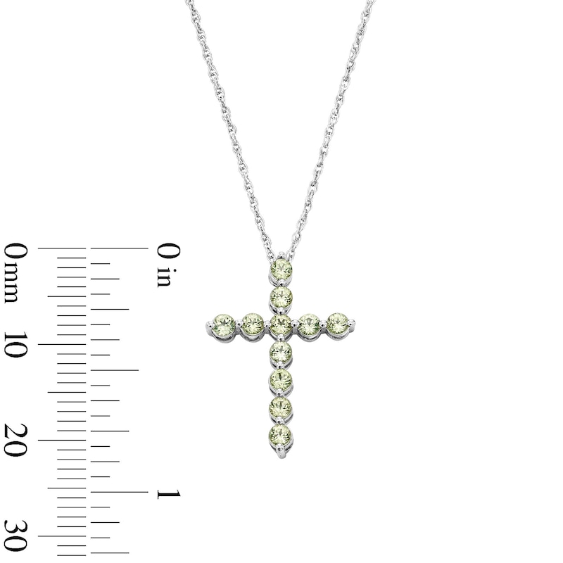 Peridot Cross Pendant in Sterling Silver