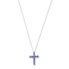 Thumbnail Image 1 of Blue Lab-Created Sapphire Cross Pendant in Sterling Silver