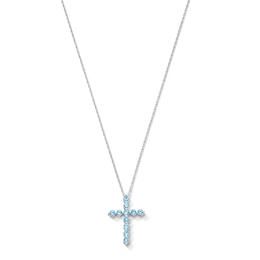 Swiss Blue Topaz Cross Pendant in Sterling Silver