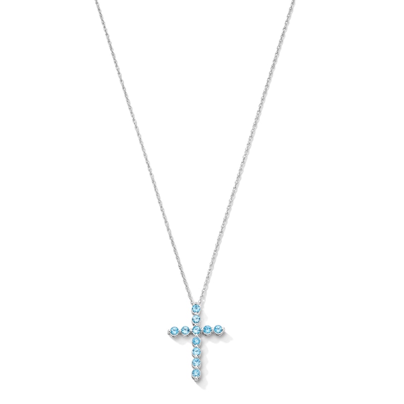 Swiss Blue Topaz Cross Pendant in Sterling Silver