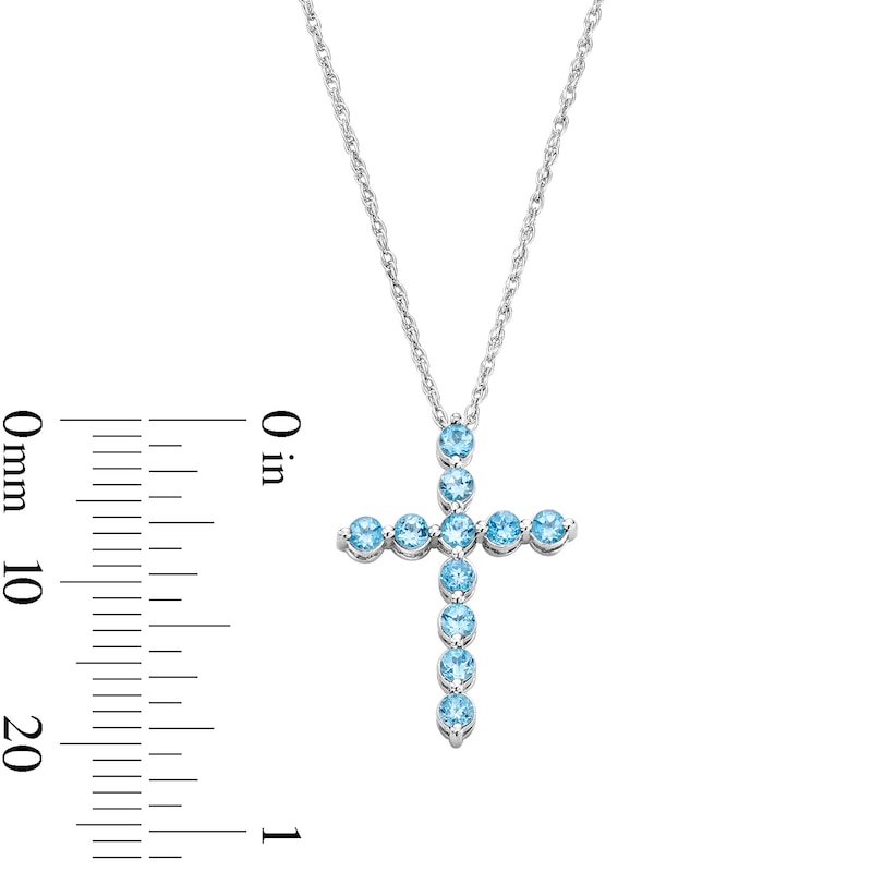 Swiss Blue Topaz Cross Pendant in Sterling Silver