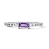 Thumbnail Image 1 of Baguette-Cut Amethyst and White Lab-Created Sapphire Stackable Ring in Sterling Silver
