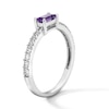 Thumbnail Image 2 of Baguette-Cut Amethyst and White Lab-Created Sapphire Stackable Ring in Sterling Silver