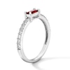 Thumbnail Image 2 of Baguette-Cut Lab-Created Ruby and White Lab-Created Sapphire Stackable Ring in Sterling Silver