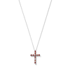 Thumbnail Image 1 of Garnet Cross Pendant in Sterling Silver