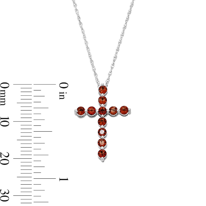 Garnet Cross Pendant in Sterling Silver