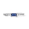 Thumbnail Image 1 of Baguette-Cut Blue Lab-Created Sapphire and White Lab-Created Sapphire Stackable Ring in Sterling Silver