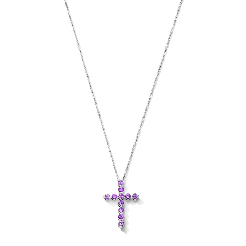 Amethyst Cross Pendant in Sterling Silver