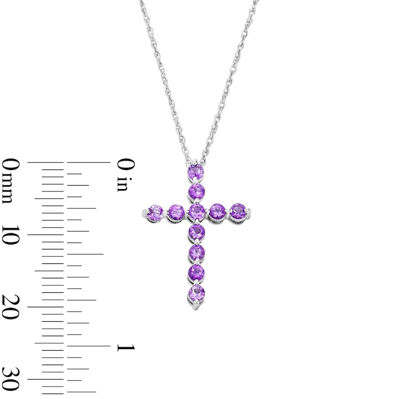 Amethyst Cross Pendant in Sterling Silver