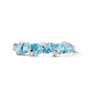 Thumbnail Image 1 of Pear-Shaped Swiss Blue Topaz and White Lab-Created Sapphire Scatter Ring in Sterling Silver