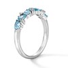 Thumbnail Image 2 of Pear-Shaped Swiss Blue Topaz and White Lab-Created Sapphire Scatter Ring in Sterling Silver
