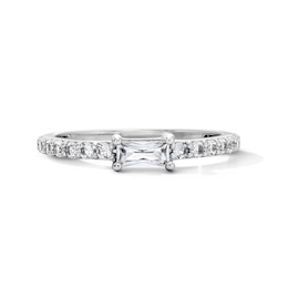 Baguette-Cut White Lab-Created Sapphire Stackable Ring in Sterling Silver