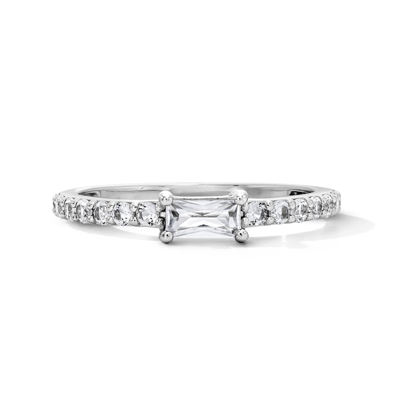 Baguette-Cut White Lab-Created Sapphire Stackable Ring Sterling Silver