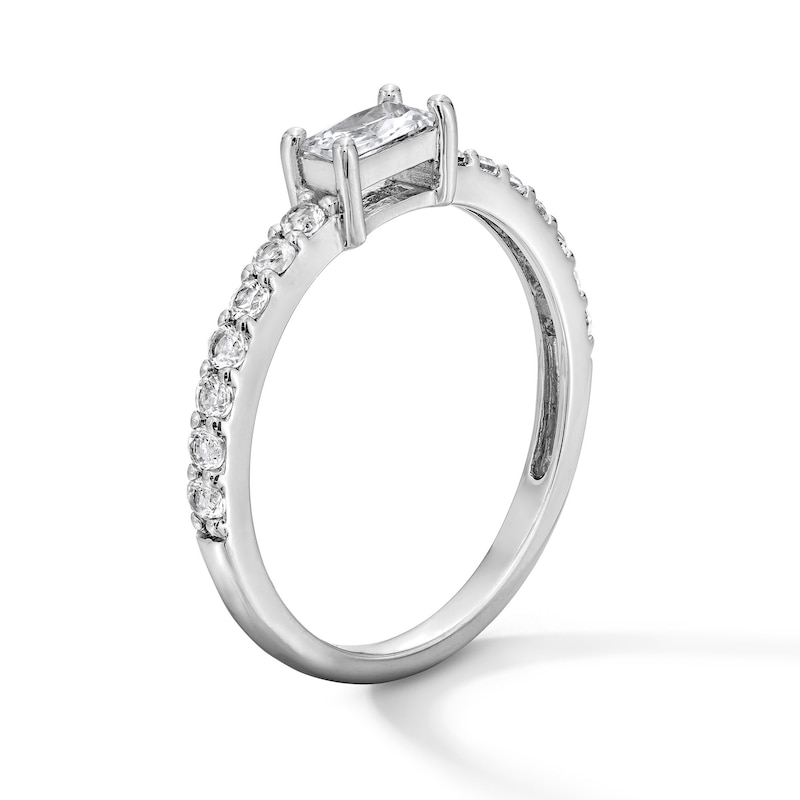 Baguette-Cut White Lab-Created Sapphire Stackable Ring Sterling Silver
