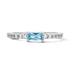 Thumbnail Image 1 of 5.0mm Baguette Topaz Fashion Ring in Sterling Silver with Rhodium Plate and 1.7mm Pavé Sapphires