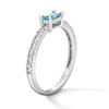 Thumbnail Image 2 of 5.0mm Baguette Topaz Fashion Ring in Sterling Silver with Rhodium Plate and 1.7mm Pavé Sapphires