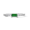 Thumbnail Image 1 of Baguette-Cut Lab-Created Emerald and White Lab-Created Sapphire Stackable Ring in Sterling Silver