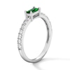 Thumbnail Image 2 of Baguette-Cut Lab-Created Emerald and White Lab-Created Sapphire Stackable Ring in Sterling Silver