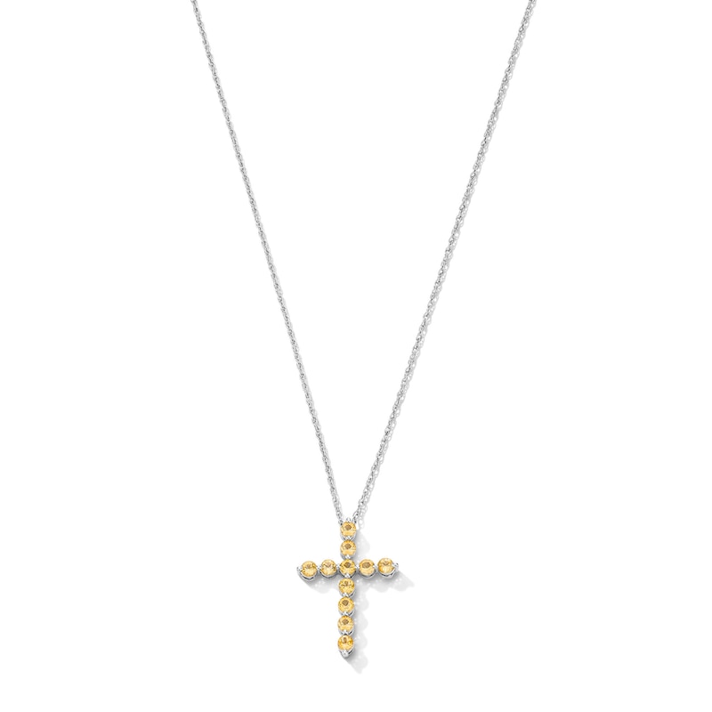 Yellow Citrine Cross Pendant in Sterling Silver