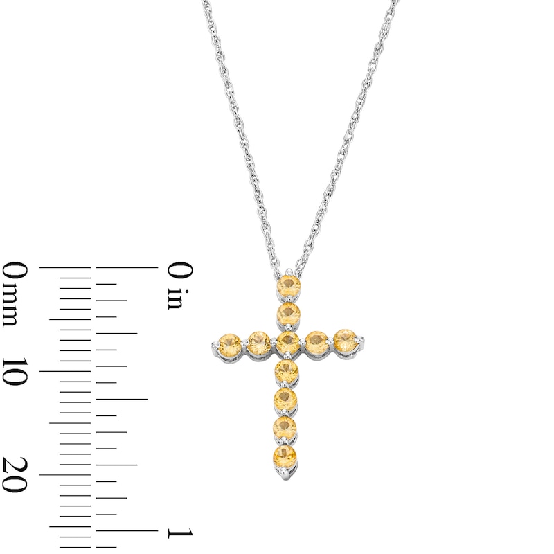 Yellow Citrine Cross Pendant in Sterling Silver