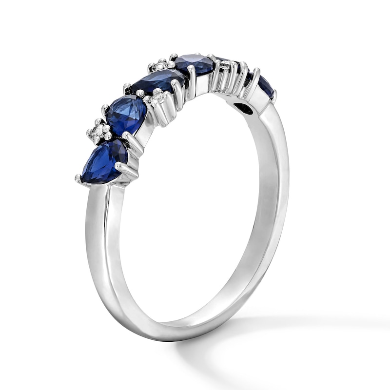 Pear-Shaped Lab-Created Sapphire White Scatter Ring Sterling Silver