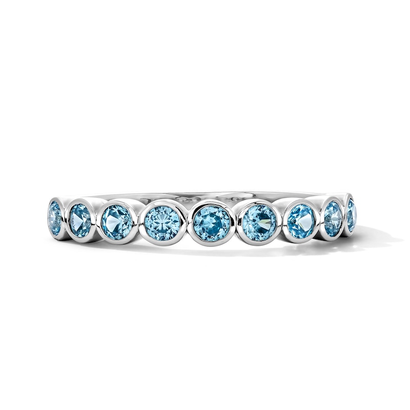 Swiss Blue Topaz Stackable Band Sterling Silver