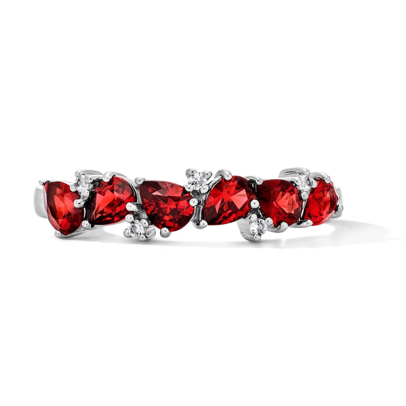 Pear-Shaped Lab-Created Ruby and White Sapphire Scatter Ring Sterling Silver