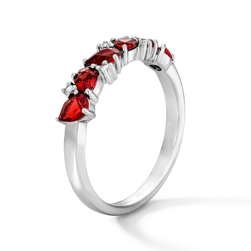 Pear-Shaped Lab-Created Ruby and White Sapphire Scatter Ring Sterling Silver